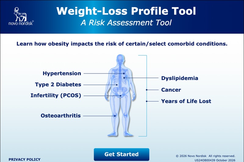 Start screen of the Weight-Loss Profile Tool tool